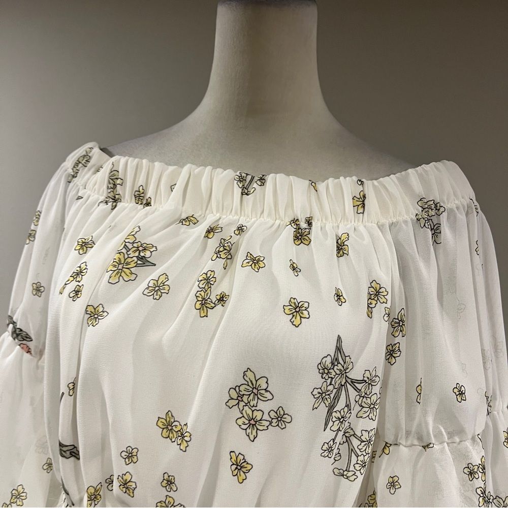 Indulge long‎ sleeve Floral Off-Shoulder mini Dress cottagecore style - Picture 2 of 14